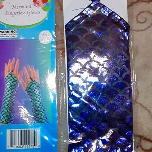 Mermaid shiny color changes fingerless gloves NWT